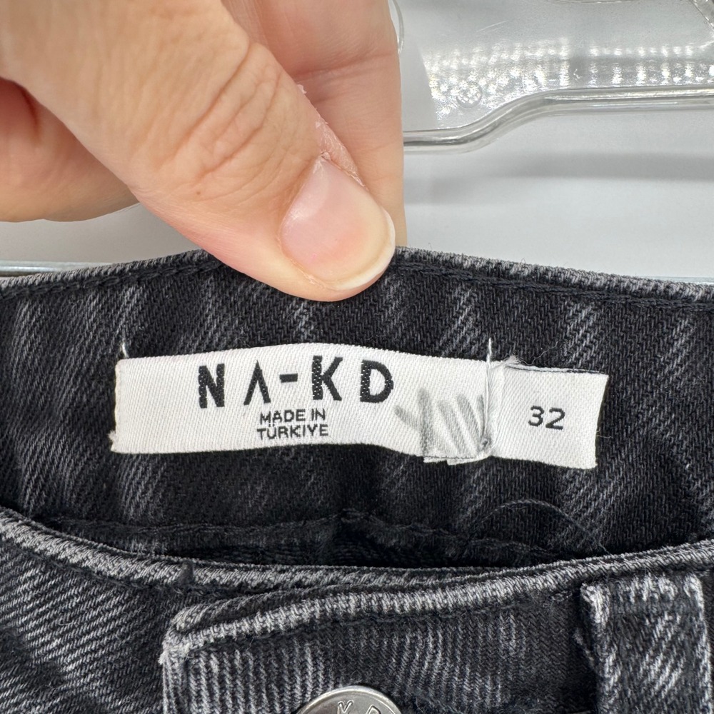 Na-Kd Denim Wide Denim Maxi Skirt Black Front Slit Size 32 (XS) Trendy Minimal - Picture 8 of 12